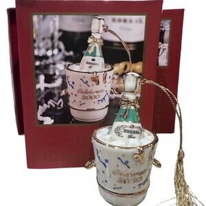 Lenox Celebrate 2000 Millennium Ornament Champagne Bottle in Bucket w/ Box Y2K